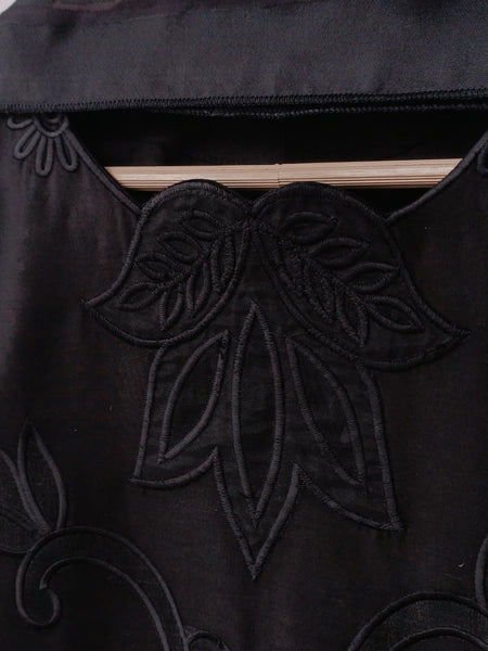 Midnight Elegance 4PC Embroidered Cotton Lawn Suit with Organza Dupatta