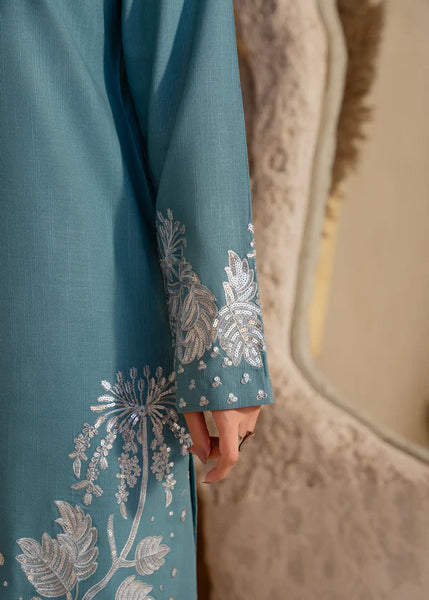 Teal Elegance Handcrafted 2-Piece Suit with Tassel Detail