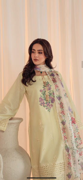 Pastel Bloom Embroidered 3-Piece Lawn Suit