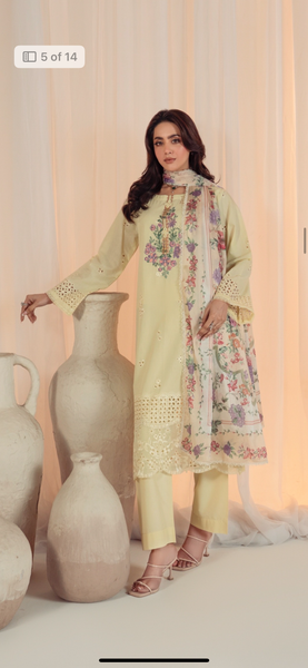 Pastel Bloom Embroidered 3-Piece Lawn Suit