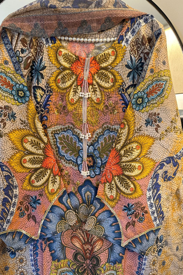 Bohemian Floral Digital Print 3-Piece Lawn Suit