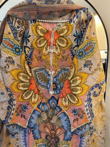 Bohemian Floral Digital Print 3-Piece Lawn Suit