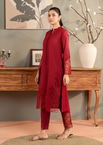 Crimson Elegance Embroidered 2-Piece Suit – MK Boutique by Mahnoor Khizer