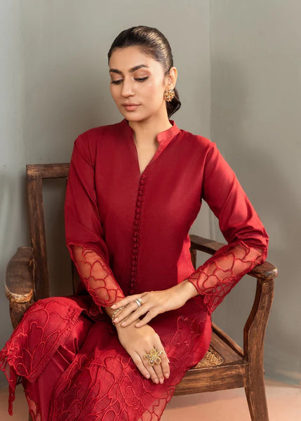 Crimson Elegance Embroidered 2-Piece Suit – MK Boutique by Mahnoor Khizer