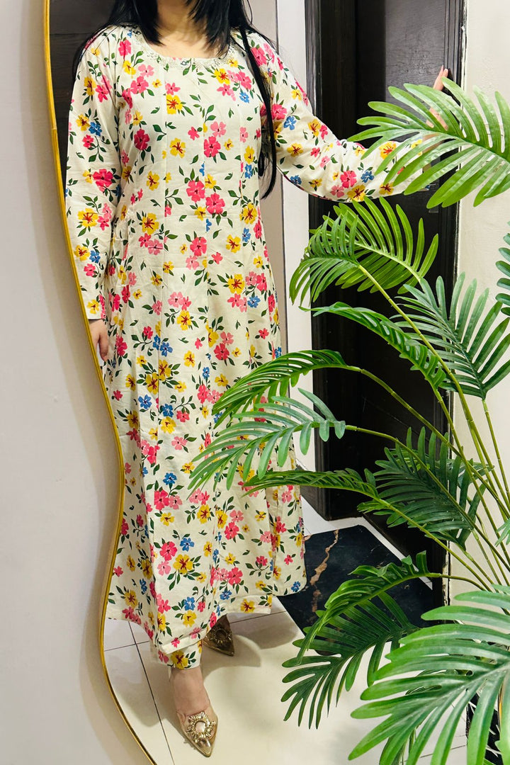Floral Breeze 2-Piece Frock Set – Soft Lawn Same Print Suit