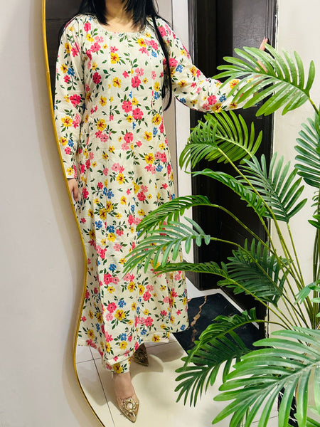 Floral Breeze 2-Piece Frock Set – Soft Lawn Same Print Suit