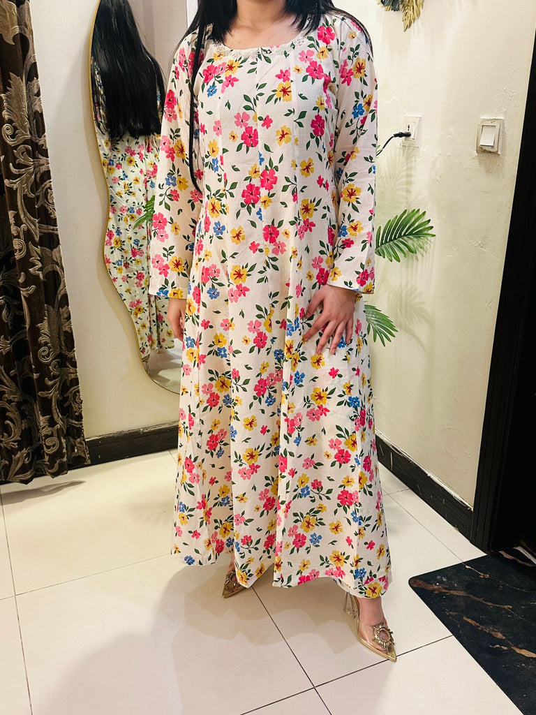 Floral Breeze 2-Piece Frock Set – Soft Lawn Same Print Suit