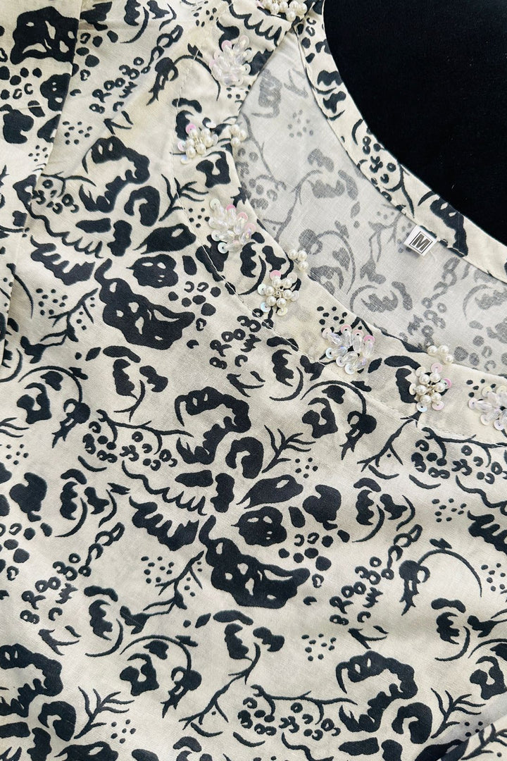 Elegant Black & White Floral Printed 2PC Suit – Soft Lawn Fabric
