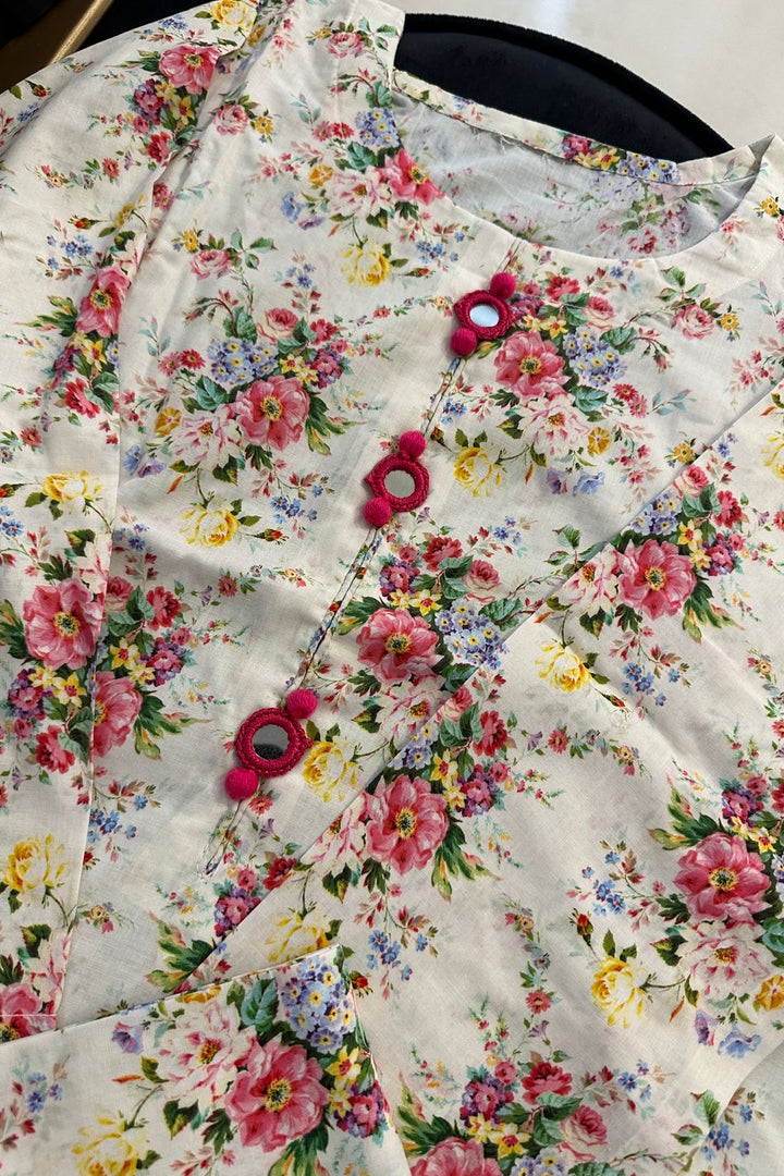 Pre order order will be delivered after 15 days Floral Cotton 2-Piece Suit – Soft Summer Print with Handmade Button Detail