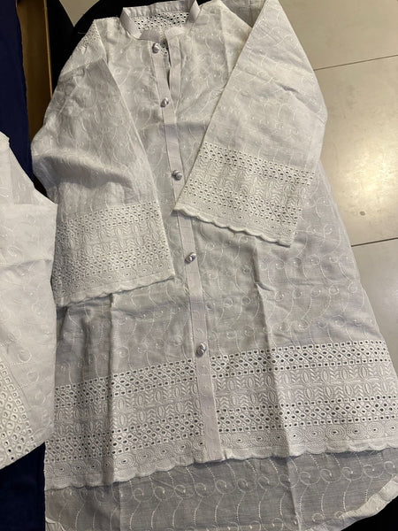 White Chikankari Embroidered 2-Piece Suit