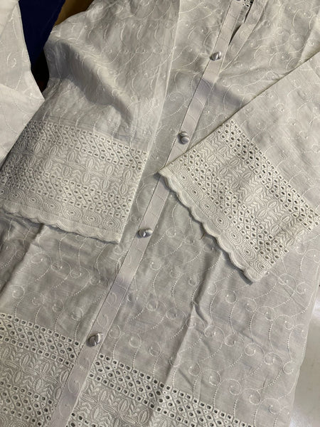 White Chikankari Embroidered 2-Piece Suit