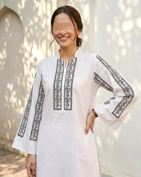 White Embroidered Lawn Co-Ord Set – 2 Piece Women’s Casual Suit