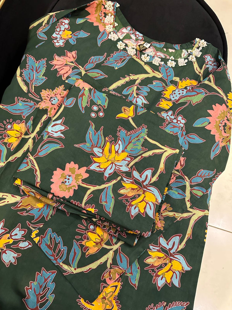 Emerald Bloom Printed Co-Ord Set – 2 Piece Women’s Casual Wear