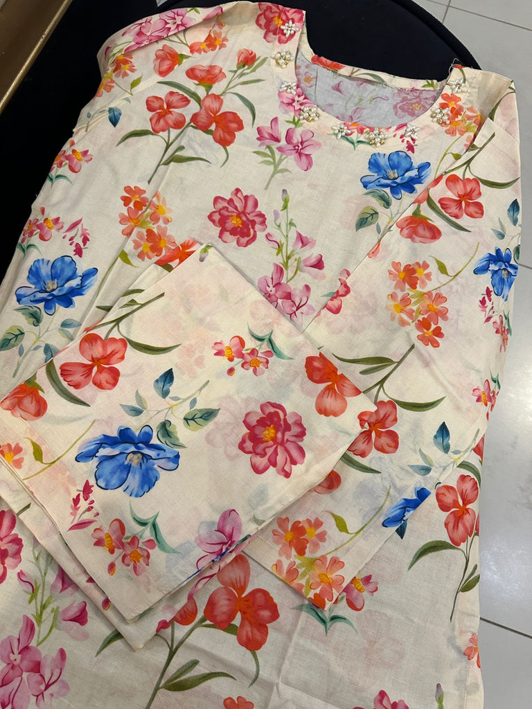 Blush Garden Floral Printed 2 Piece Suit