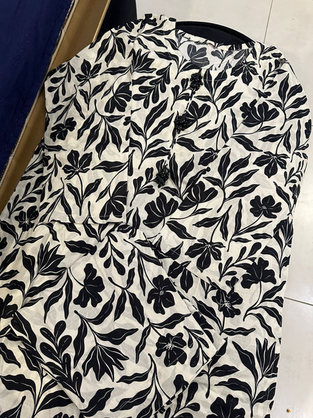 Midnight Botanical Co-Ord Set – Black & White Printed 2 Piece (Copy)
