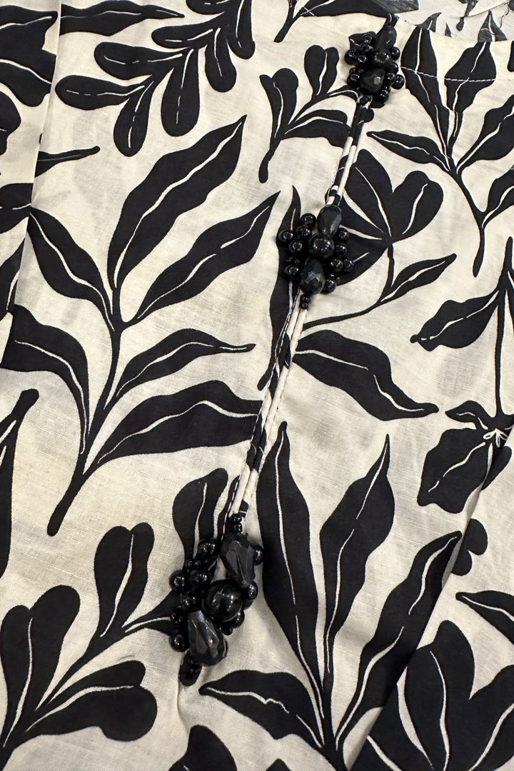 Midnight Botanical Co-Ord Set – Black & White Printed 2 Piece (Copy)