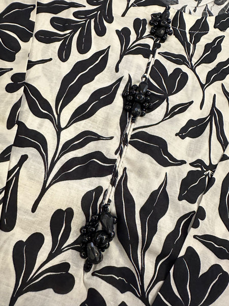 Midnight Botanical Co-Ord Set – Black & White Printed 2 Piece (Copy)