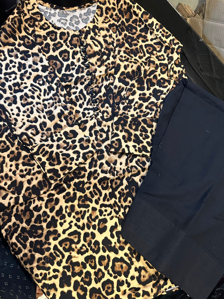 Wild Luxe Leopard Print 2-Piece Co-Ord Set with Farshi Shalwar