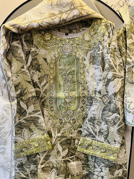 Sage green and silver sequince