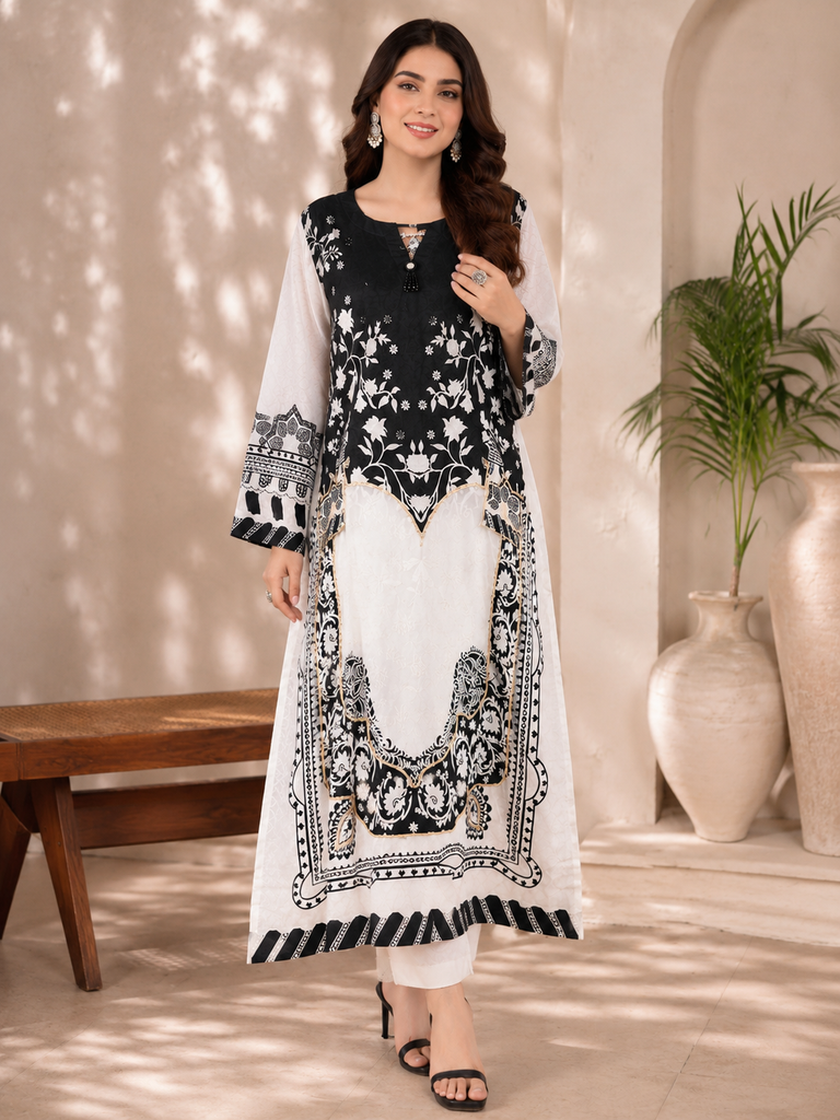 Midnight Ivory Kaftaan Style 2-Piece for Women