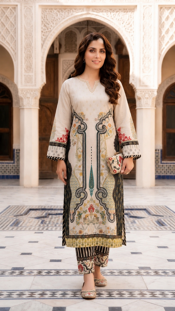 Ivory Heritage Luxe 2-Piece Kaftan Set
