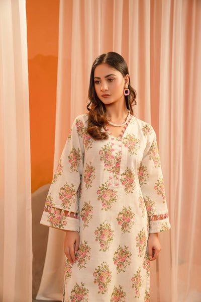 Elegant Floral Printed Two-Piece – Soft khadar Fabric