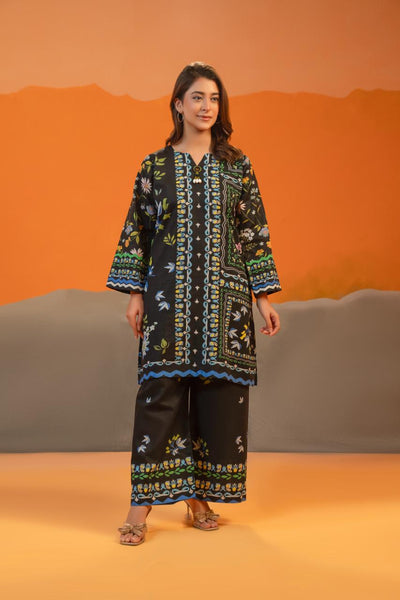 Black Floral Printed Khaddar 2-Piece – Winter Collection