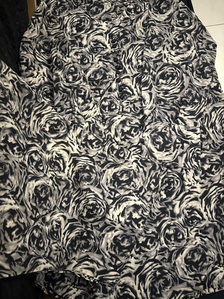 Black & White Floral Gorget 2-Piece with Farshi Shalwar