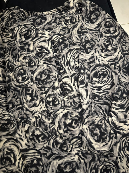 Black & White Floral Gorget 2-Piece with Farshi Shalwar