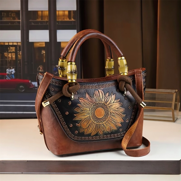 Premium Embossed Handbag – Sunflower Design