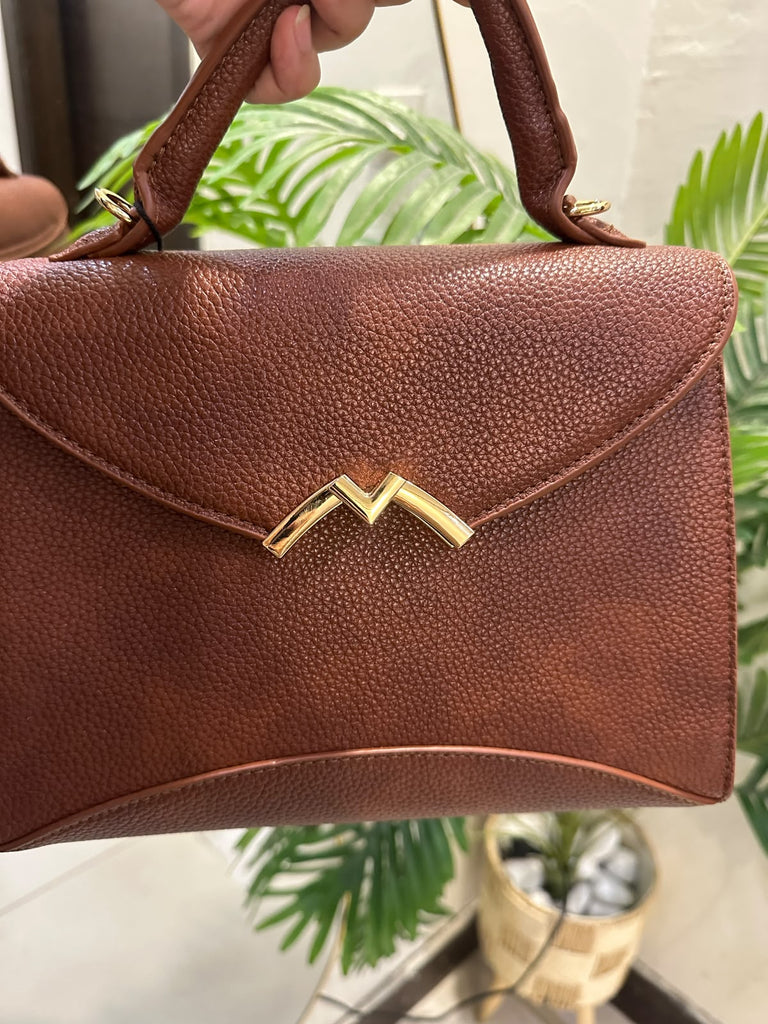 Elegant Brown Structured Top-Handle Handbag