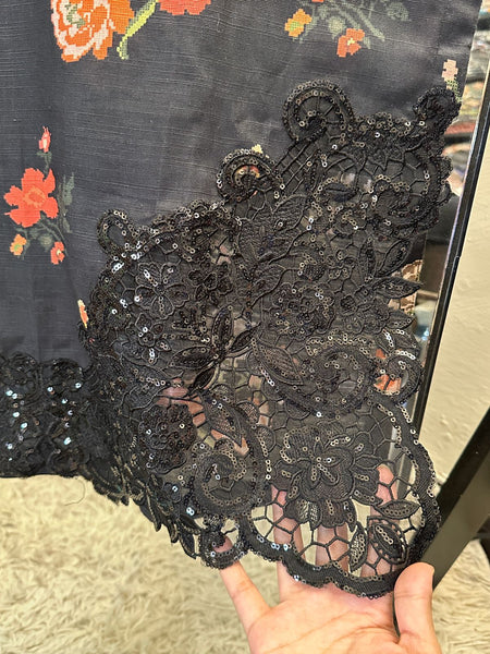 Title: Midnight Bloom – Black Floral Embroidered 3-Piece Set