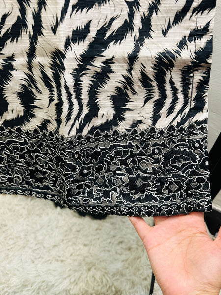 Black & White Embroidered Zebra Print 3-Piece