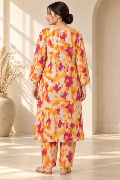 Sunset Tie-Dye 2-Piece Suit with Pearl Buttons