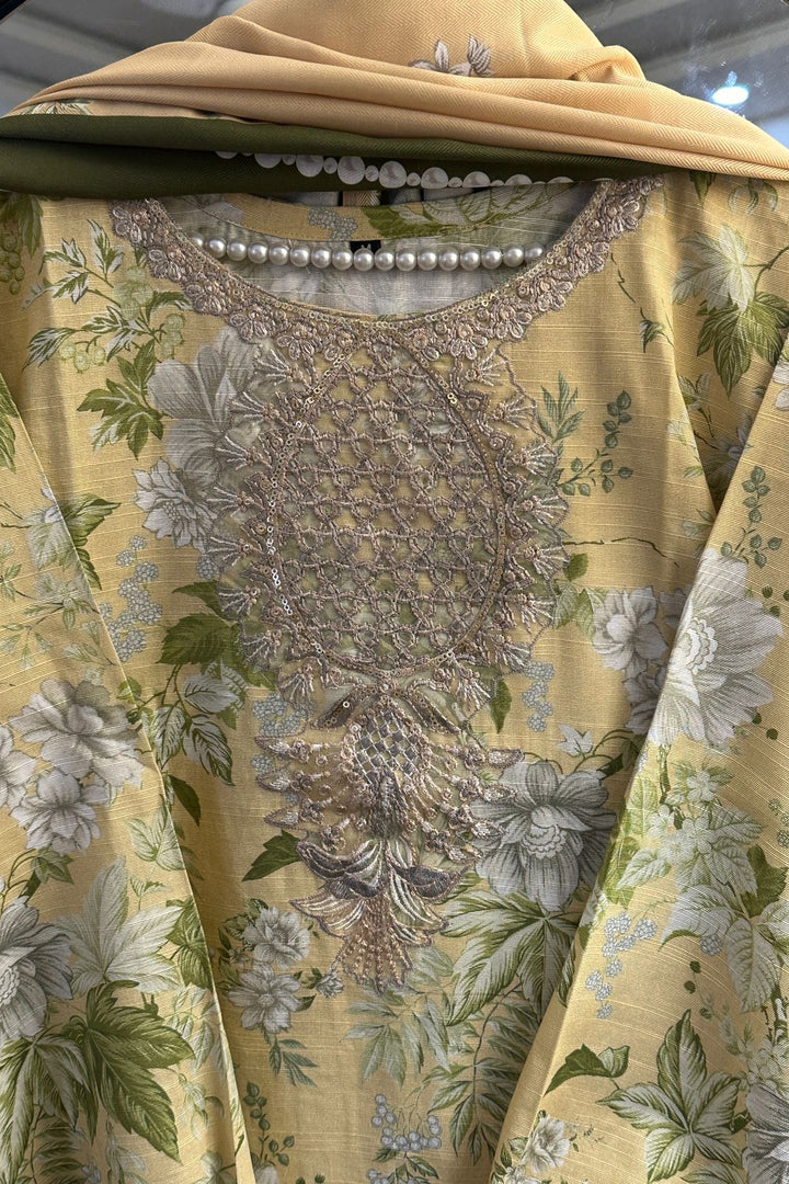 Golden Bloom Embroidered 3-Piece Set