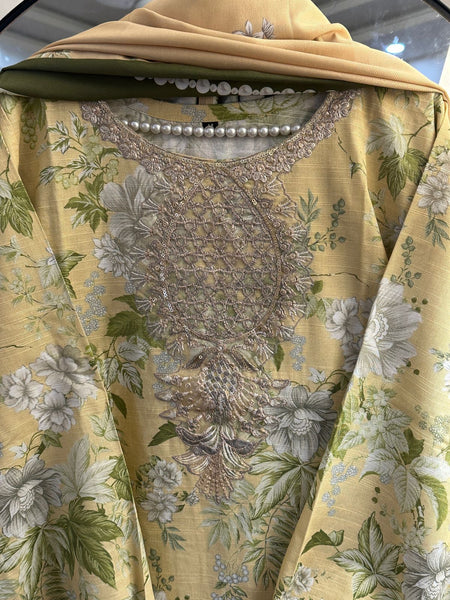 Golden Bloom Embroidered 3-Piece Set