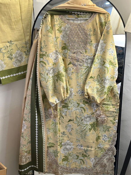 Golden Bloom Embroidered 3-Piece Set
