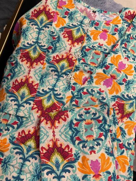 Vibrant Floral Printed 2-Piece