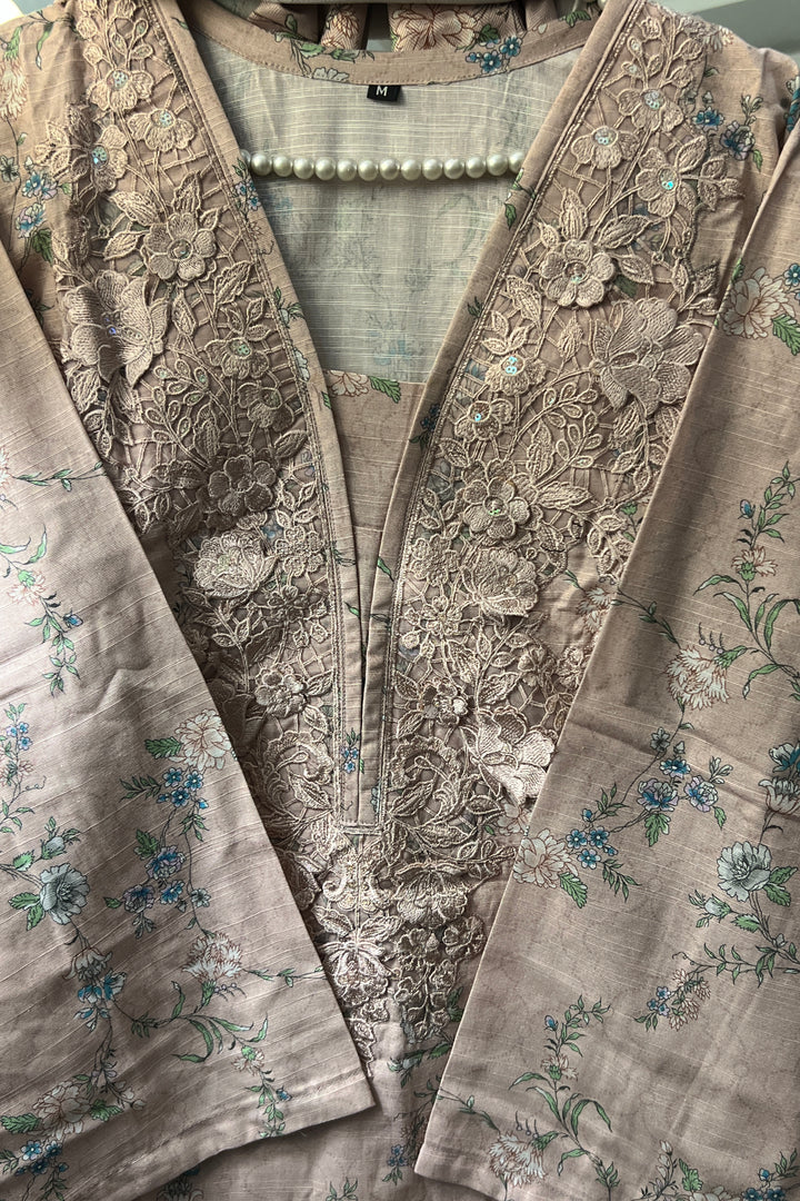 Blush Bloom Embroidered Khaddar 3 Piece Set