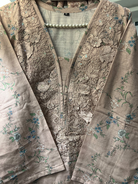 Blush Bloom Embroidered Khaddar 3 Piece Set