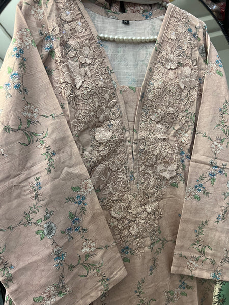 Blush Bloom Embroidered Khaddar 3 Piece Set