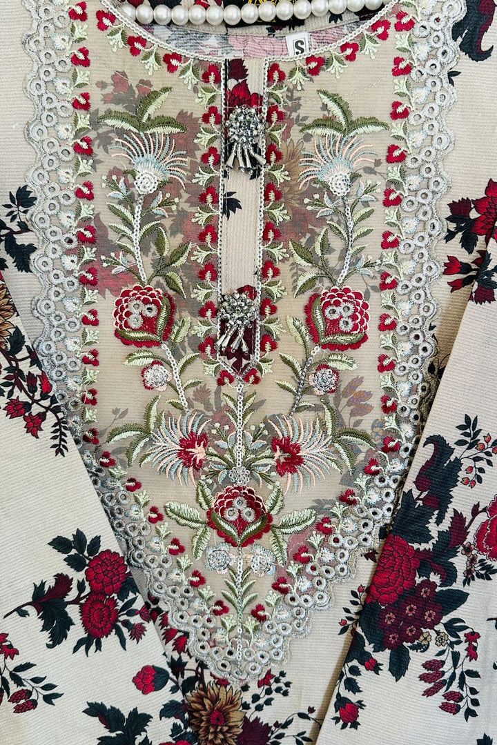 Rosy Grace – Floral 3 Piece Winter Ensemble