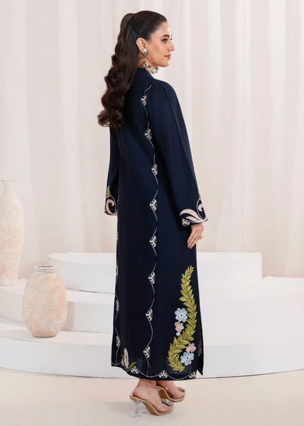 Midnight Navy Blue – Premium Marina Embroidered Long Shirt