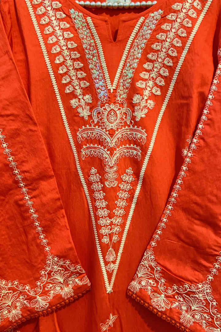 Sunset Ember – Soft Karandi Embroidered 3 Piece