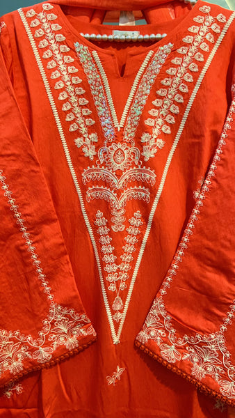 Sunset Ember – Soft Karandi Embroidered 3 Piece