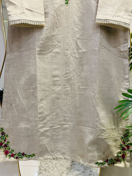 Floral Threadwork Beige karandi             2-Piece Set winter