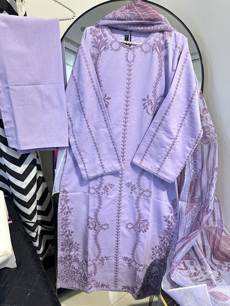 Purple: Lilac Grace Embroidered Cambric 3-Piece Suit