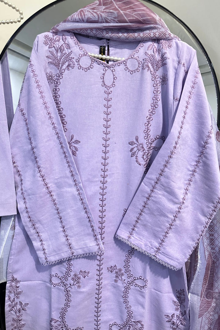 Purple: Lilac Grace Embroidered Cambric 3-Piece Suit