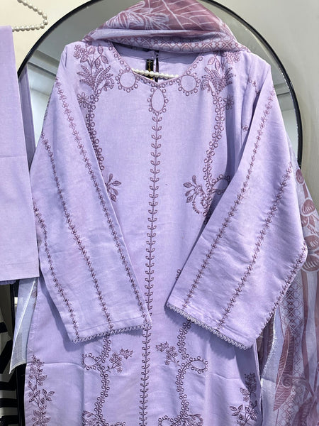 Purple: Lilac Grace Embroidered Cambric 3-Piece Suit