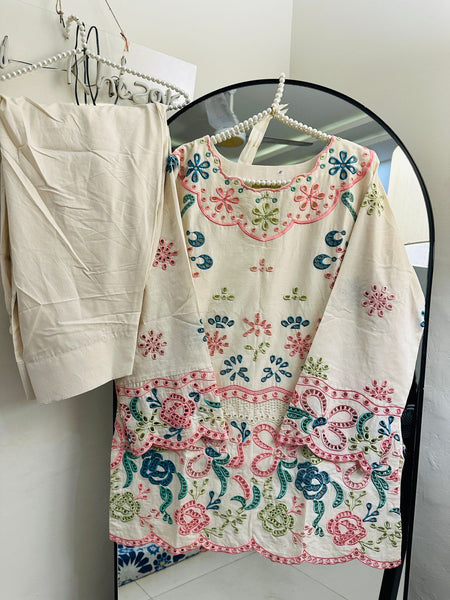 Elegant Multi Chicken Kari Embroidered 2-Piece Lawn Suit